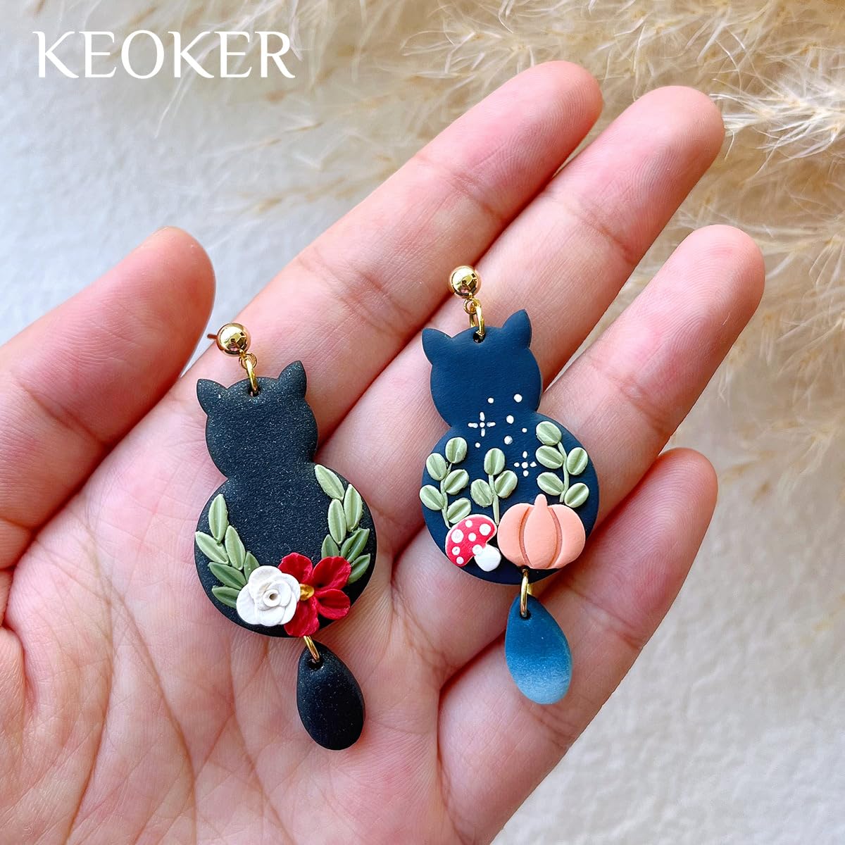 Keoker Halloween Clay Cutters, Clay Cutters for Halloween Earrings Making, 10 Shapes Halloween Clay Earrings Cutters, Halloween Polymer Clay Cutters (Earrings Clay Cutters 1)