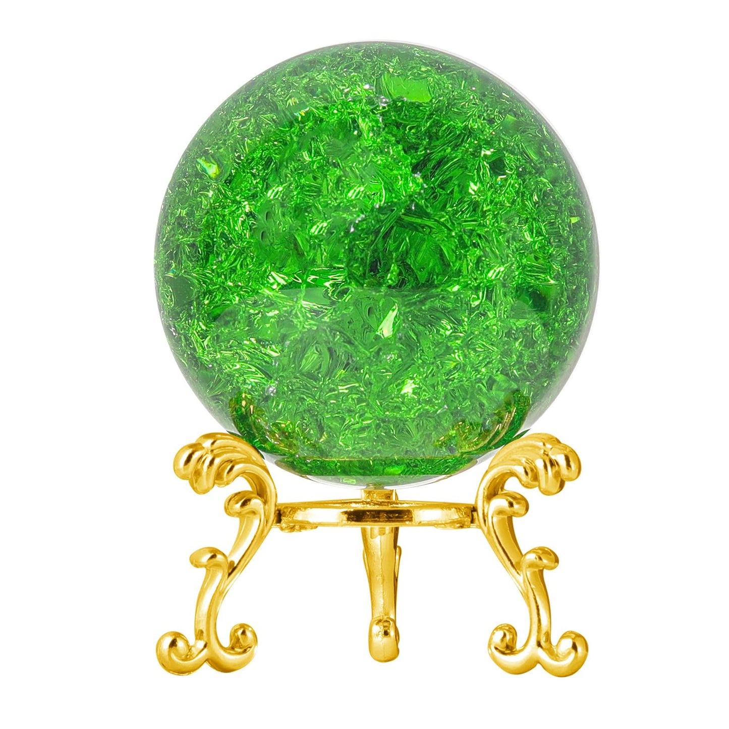 LONGWIN 60mm Ice Cracked Crystal Ball Decorative Glass Ball Home Decor Ornaments (Green)