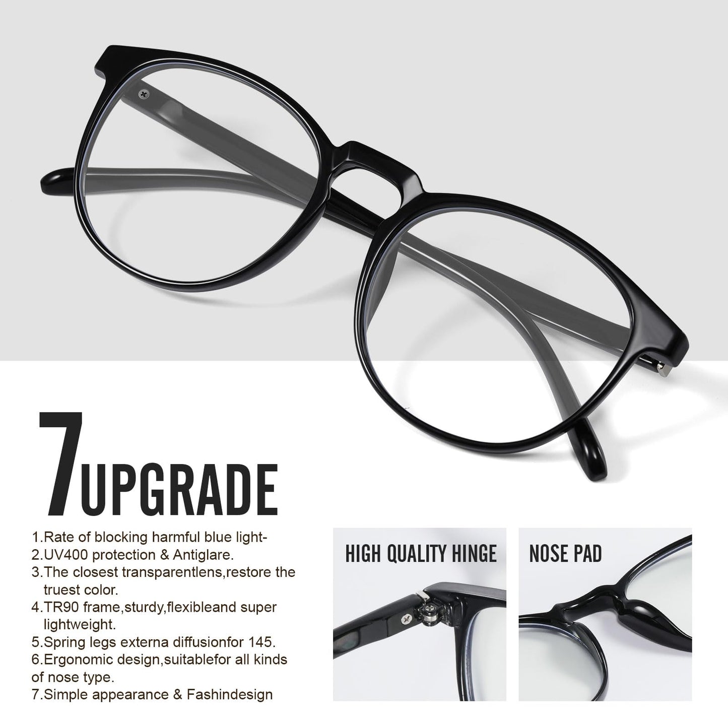 logclub 2 Pack Blue Light Glasses For Woman/Men Blue Light Blocking Glasses, Retro Round Anti Eyestrain Computer Glasses