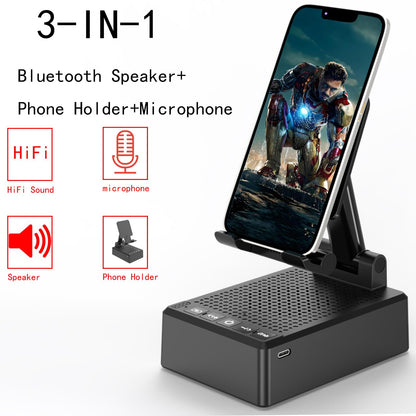 Gifts for Dad Mom Boyfriend,Cell Phone Stand with Wireless Bluetooth Speaker,HD Surround Sound Bluetooth Speaker for Home Kitchen and Outdoors Compatible with Mobile Phone, Gifts for Men Women(Black)