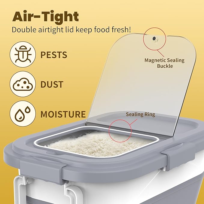 HOYTAMDA 25-35Lbs Rice Container, Collapsible Airtight Food Storage Containers