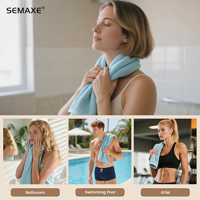 SEMAXE 6-Pack Blue Hand Towels