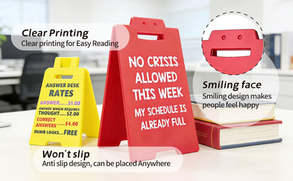 Funny Office Desk Decor Unique 3D Premium Engraved and Standard Printed Dual Sign Cute Gag Joke Prank Gift for Boss Coworkers Teacher Appreciation Stress Relief Ideal for Relax Cubicle Work Atmosphere