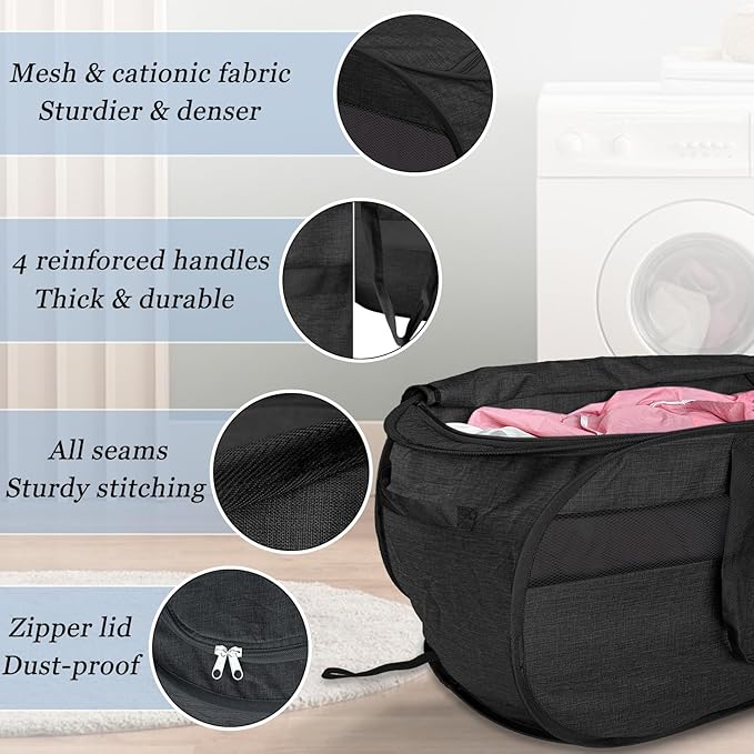 Upgraded 100L Extra Large Mesh Pop Up Laundry Hamper