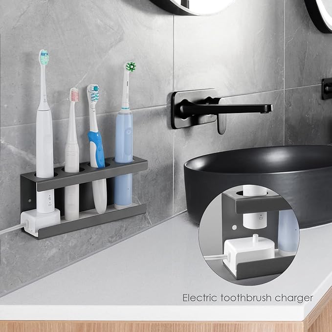 Wall Mounted Electric Toothbrush Holder, 4 Slots Stand
