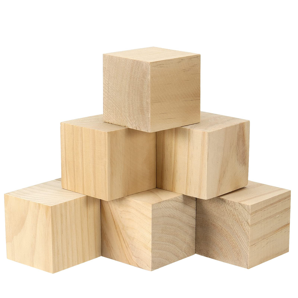 SEHOI 8 Pack 3 Inch Wooden Cubes, Unfinished Natural Wood Blocks, Blank Square Blocks Wood Cubes for Crafts and DIY Décor