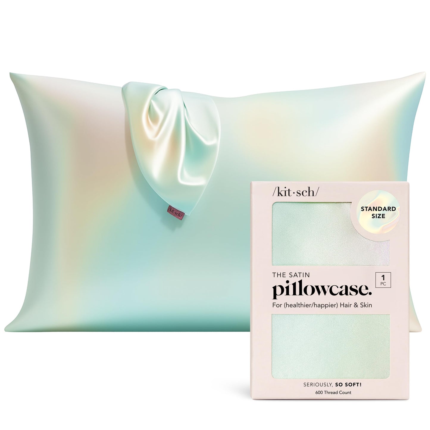 Kitsch Satin Pillowcase with Zipper for Hair & Skin - Softer Than Silk Pillow Cases, Smooth Cooling Satin Pillow Case, Wrinkle-Free, Machine Washable - Pillow Cases Standard Size (19x26) - Aura