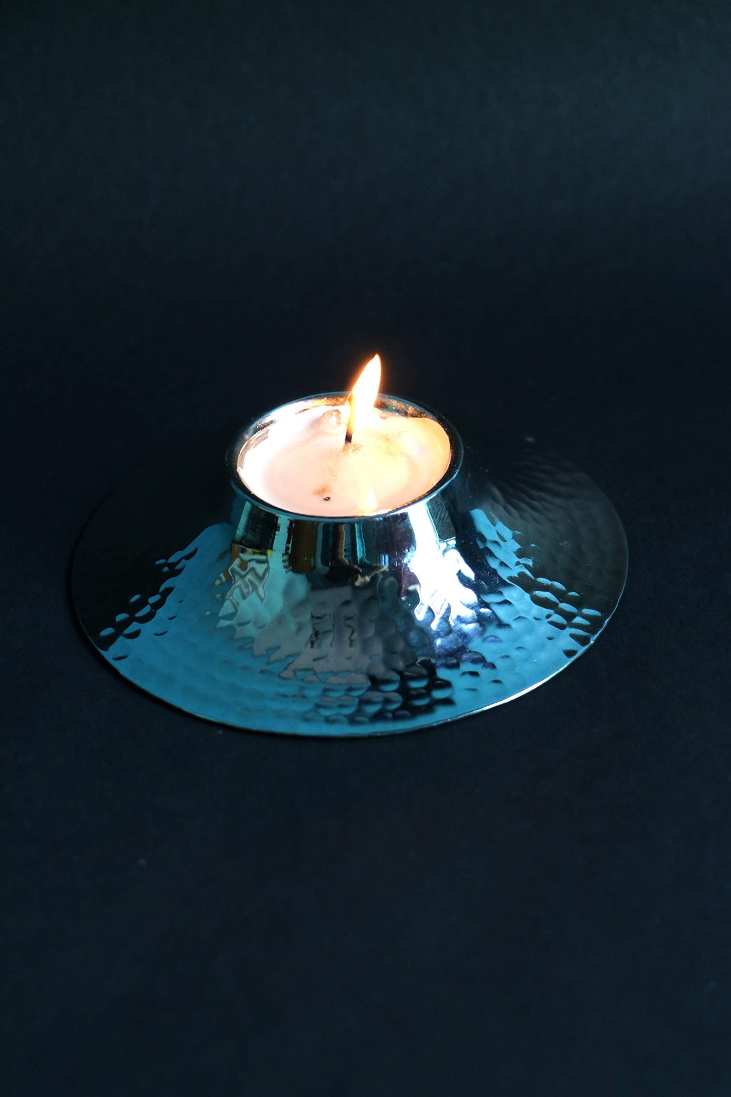 DeKulture Handmade Pure Nickel Votive T-Light Holder & Candle Bowl Diya - 4.5x1.5 inch