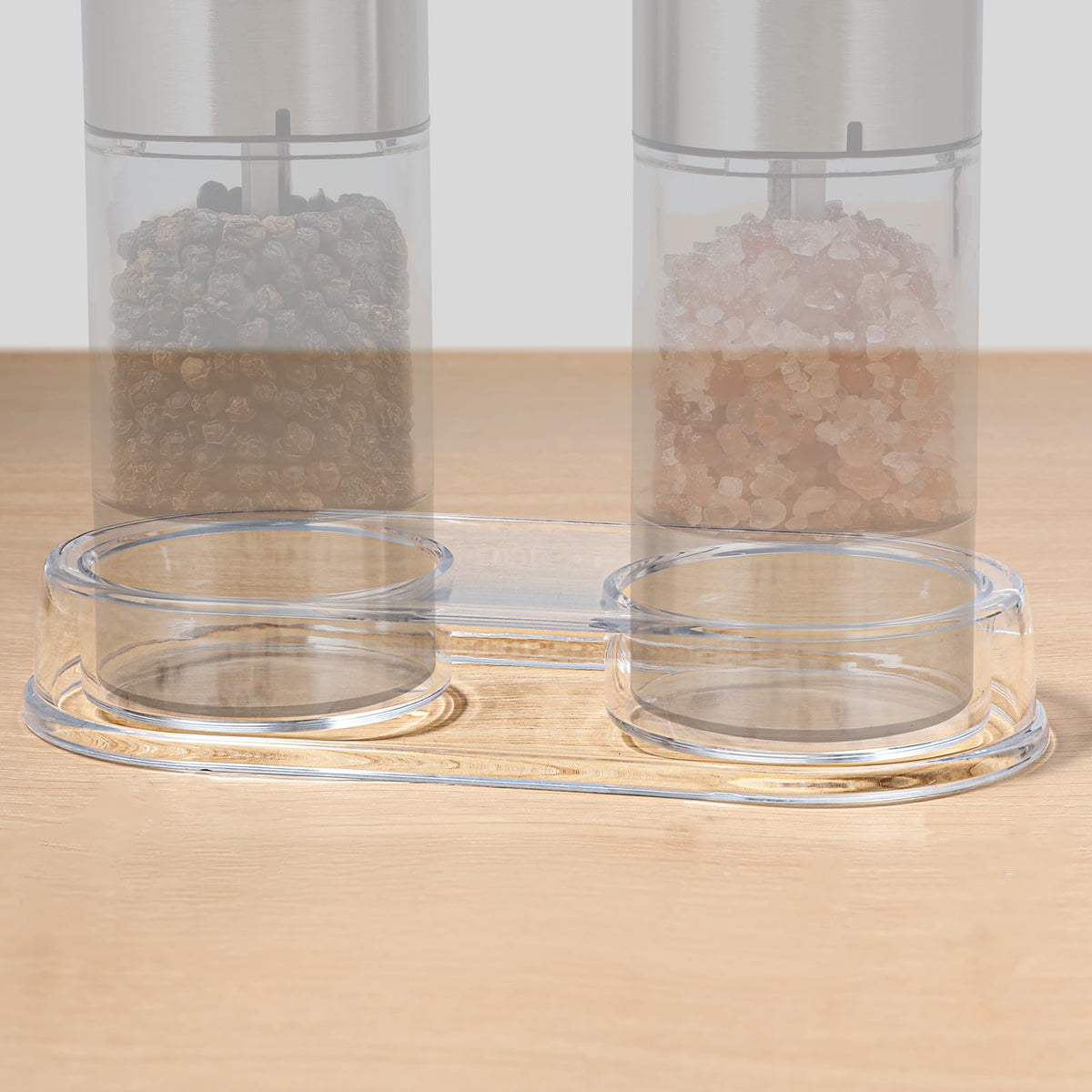 Salt and Pepper Grinder Mill Tray Clear Acrylic Transparent, Inner Dia 2.09 Inch, Fit Many Mills Shakers, Salt & Pepper Grinder Accessories, Kitchen Storage Holder (Clear)