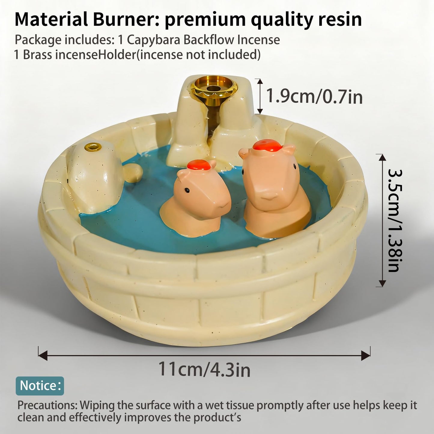 MOUGIGI White Capybara Backflow Incense Holder - Adorable Unique Design with Waterfall Effect for Relaxation & Aromatherapy | Perfect for Energy Cleansing,Yoga,Meditation,Zen Spaces, and Altar Decor