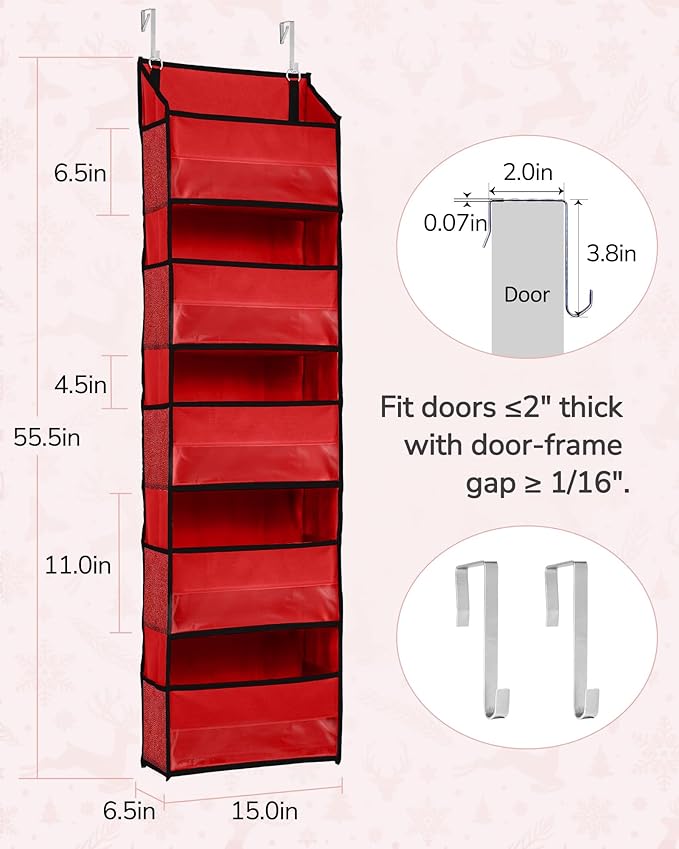 ULG 1 Pack Over The Door Organizer – 5 Shelf Door Organizer Hanging & 10 Side