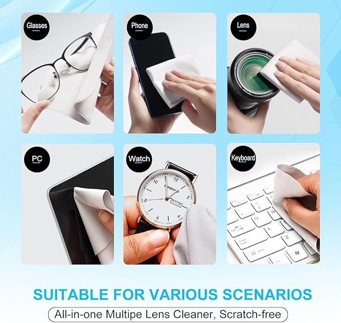 5 Pack Lens Cleaning Cloth, Glasses Cleaning Cloths, Eyeglass Lens Cleaner