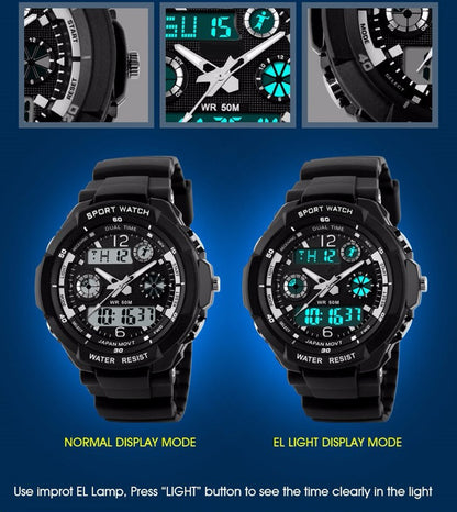 TOPCABIN Digital-analog Kids Teenager Boys Girls Sport Digital Watch with Alarm Stopwatch Chronograph - 50m Water Proof Electronic Sport Watch for Boys Teenagers Junior Kids Children (white)