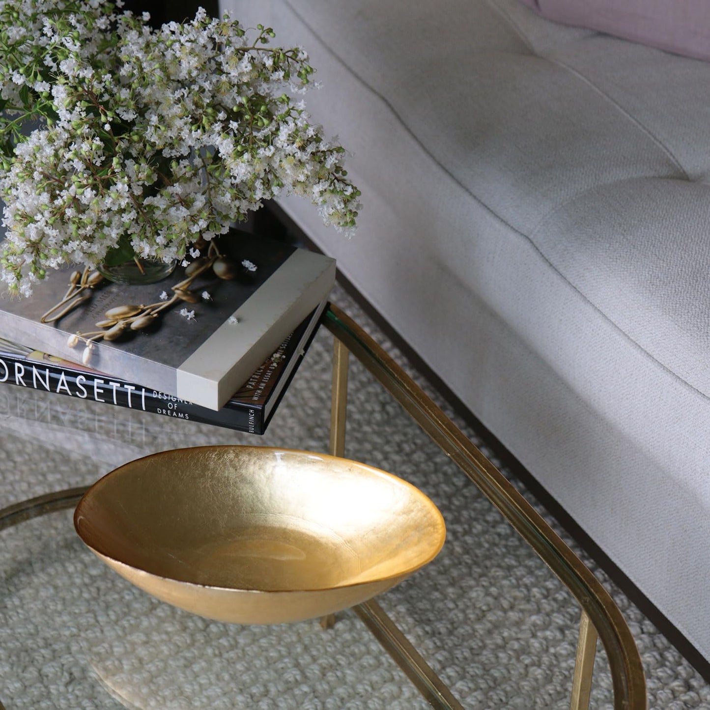 Beatriz Ball GLASS New Orleans Medium Oval Foil Leafing Bowl (Gold)