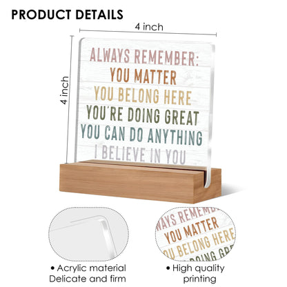 Welshower Inspirational Desk Decor, Positive Affirmations Inspirational Acrylic Plaque Sign for Nursery Kids Room Classroom Tabletop Decor, Motivational Desk Decoration, 4x4 Inch