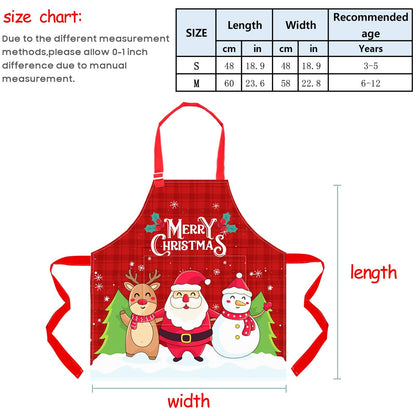 Fiodrimy Kids Apron, Kids Christmas Apron Girls Boys Toddler Unicorn Apron with Pockets Adjustable for Children Cooking Baking School Kitchen Painting (6-12 Years, Christmas Snowman)