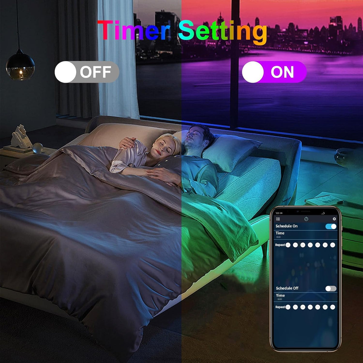 Honche Smart LED Fairy String Light USB 10M/33FT Rainbow Light Waterproof Remote/app Control Outdoor Indoor Rope Lights DIY Color Changing Christmas -mas String Light for Bedroom Garden Cafe