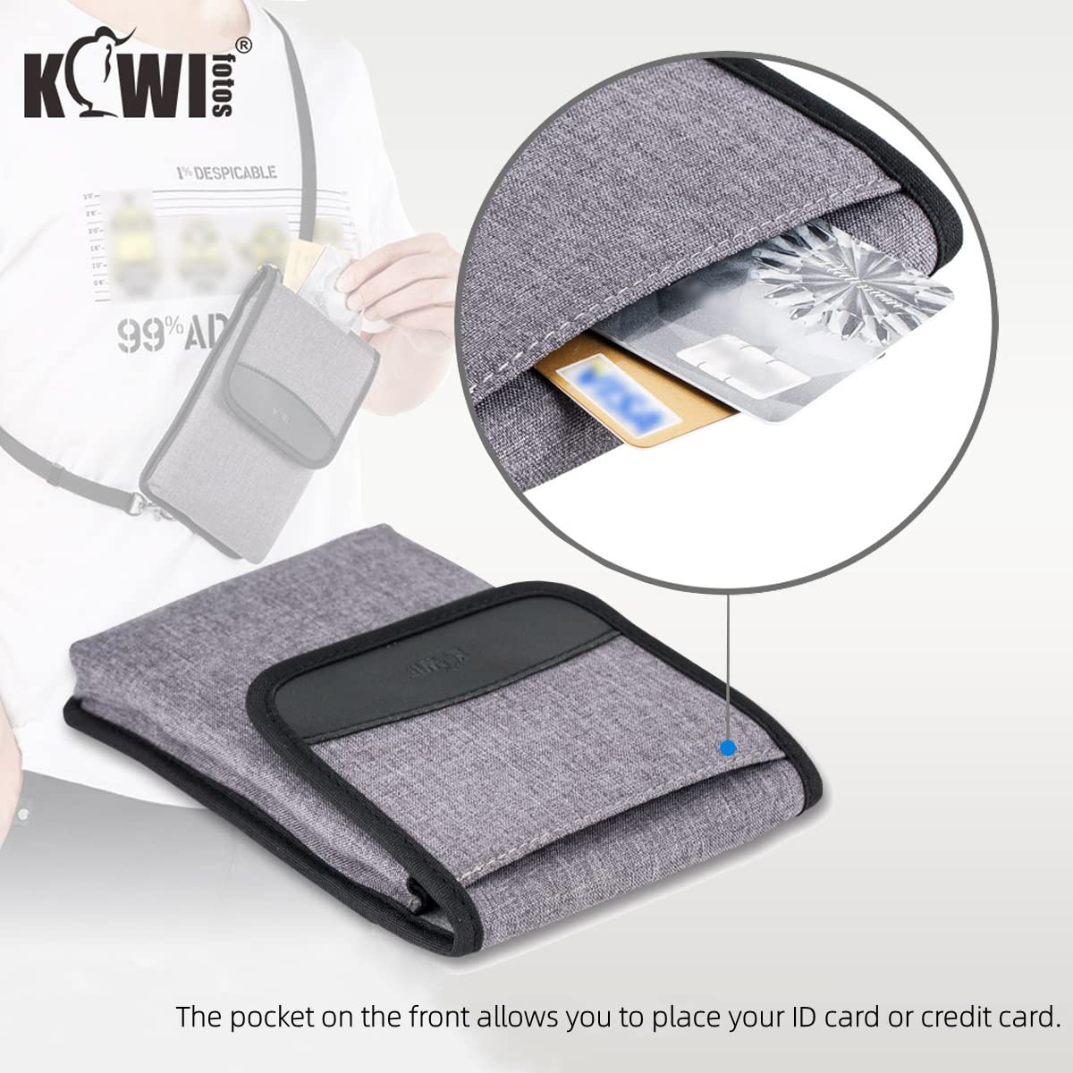 KIWIFOTOS Travel Cell Phone Pouch Belt Pouch, Phone Holster Crossbody Bag with Shoulder Strap for iPhone 16 15 14 Pro Max Case Holder with Neck Lanyard Smartphone Walking Passport Wallet