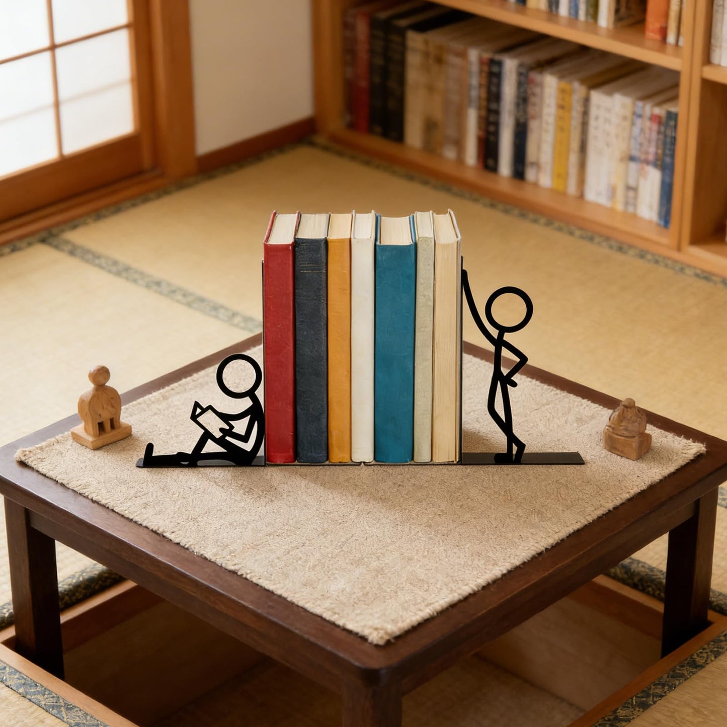 Metal Decorative Bookends, Cute People Design for Bookshelf Decor, Book Ends for Shelves, Ideal Gift for Book Lovers