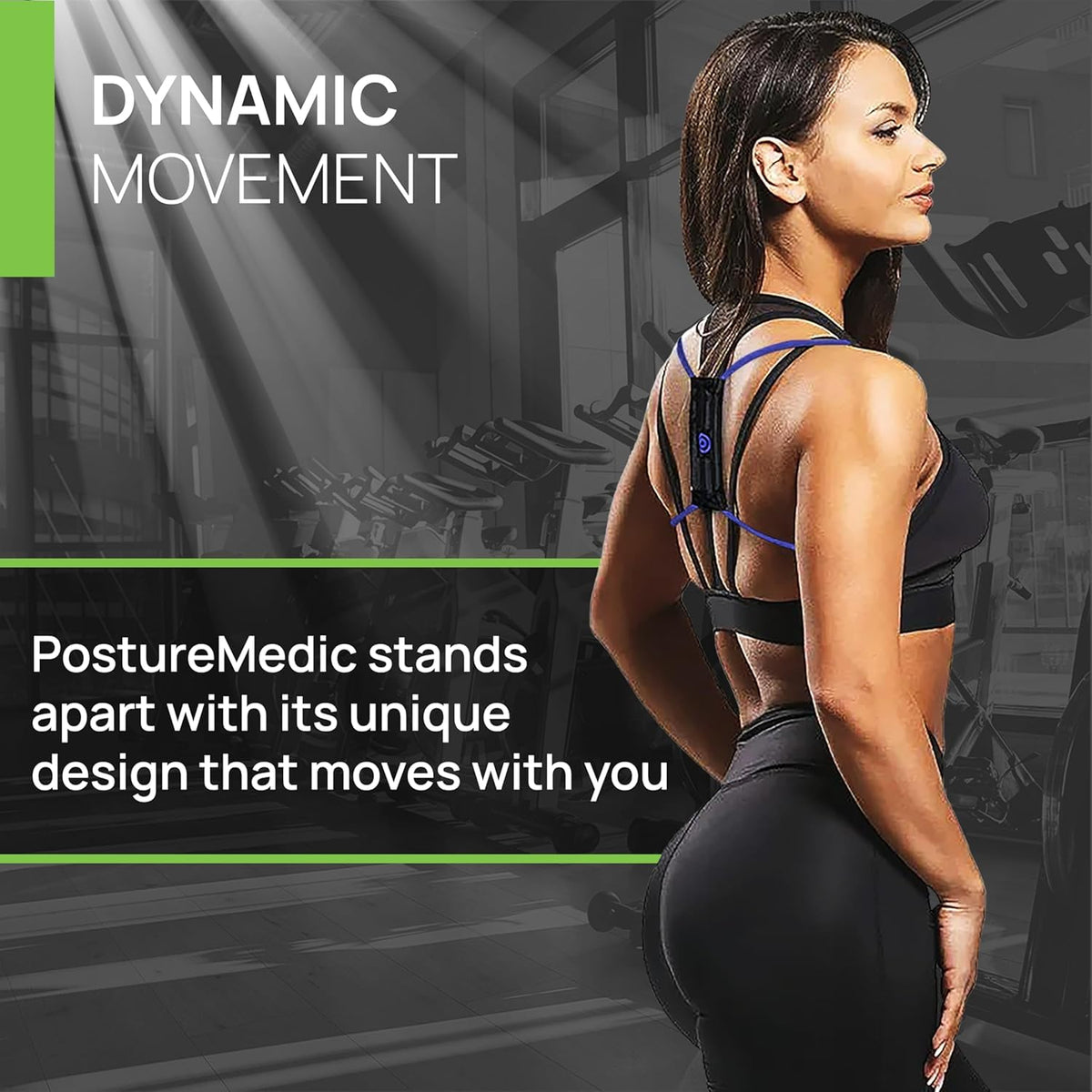 PRIMEKINETIX PostureMedic Dynamic Posture Brace for Neck and Back Support -For Enhanced Shoulder Alignment, Posture Improvement & Stretching- M(Green)