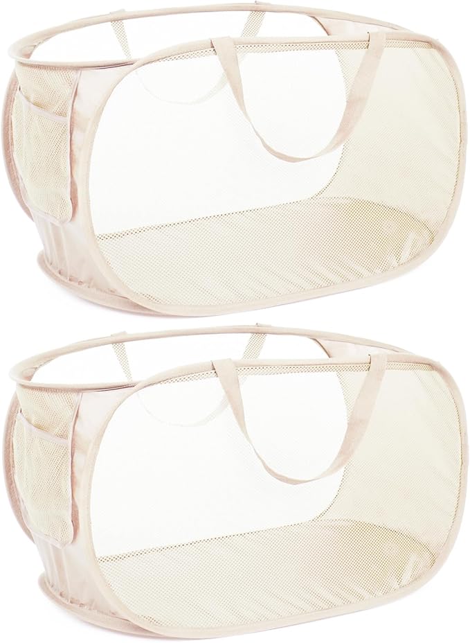 Durable Collapsible Laundry Baskets, Mesh Pop Up Laundry Hamper
