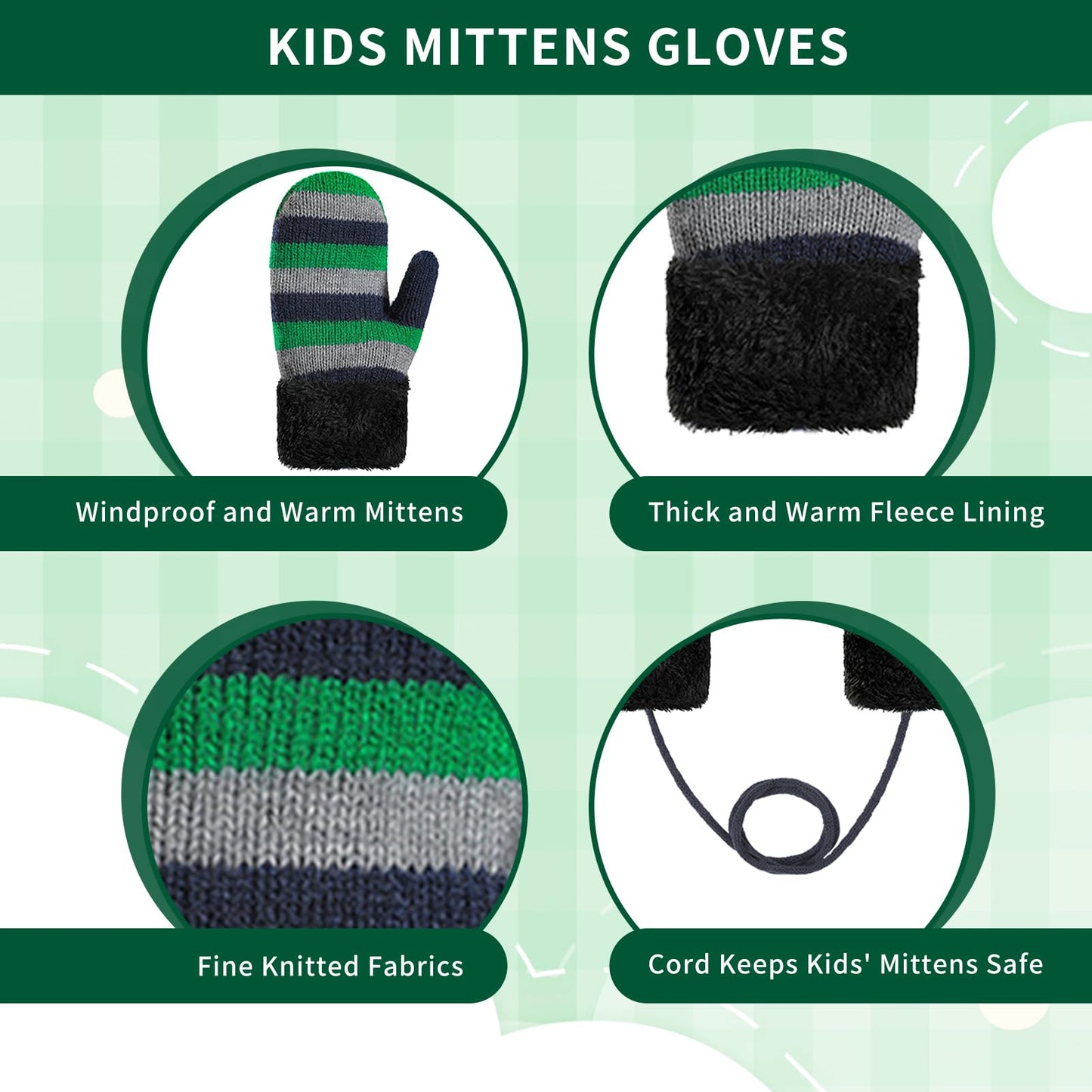 Boys Winter Hat Scarf and Gloves Set for Kids Warm Knitted Hat Mittens and Fleece Neck Warmer Scarf Set for Boys Girls 3pcs