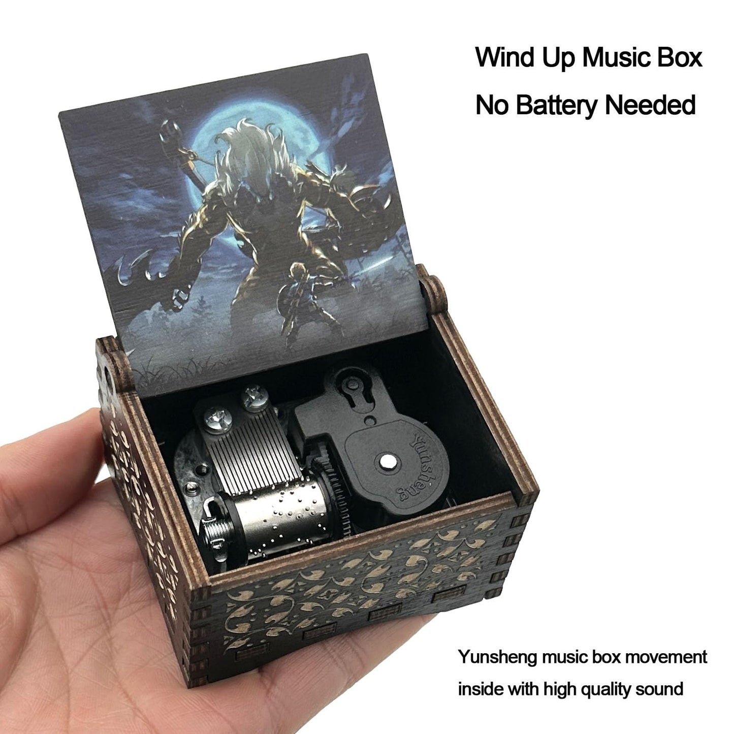Pursuestar Wind Up Music Box Play Song of Storms, Antique Engraved Wood Mechanism Musical Gifts for Anime Fans Birthday Christmas Valentine's Day