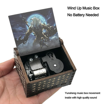 Pursuestar Wind Up Music Box Play Song of Storms, Antique Engraved Wood Mechanism Musical Gifts for Anime Fans Birthday Christmas Valentine's Day