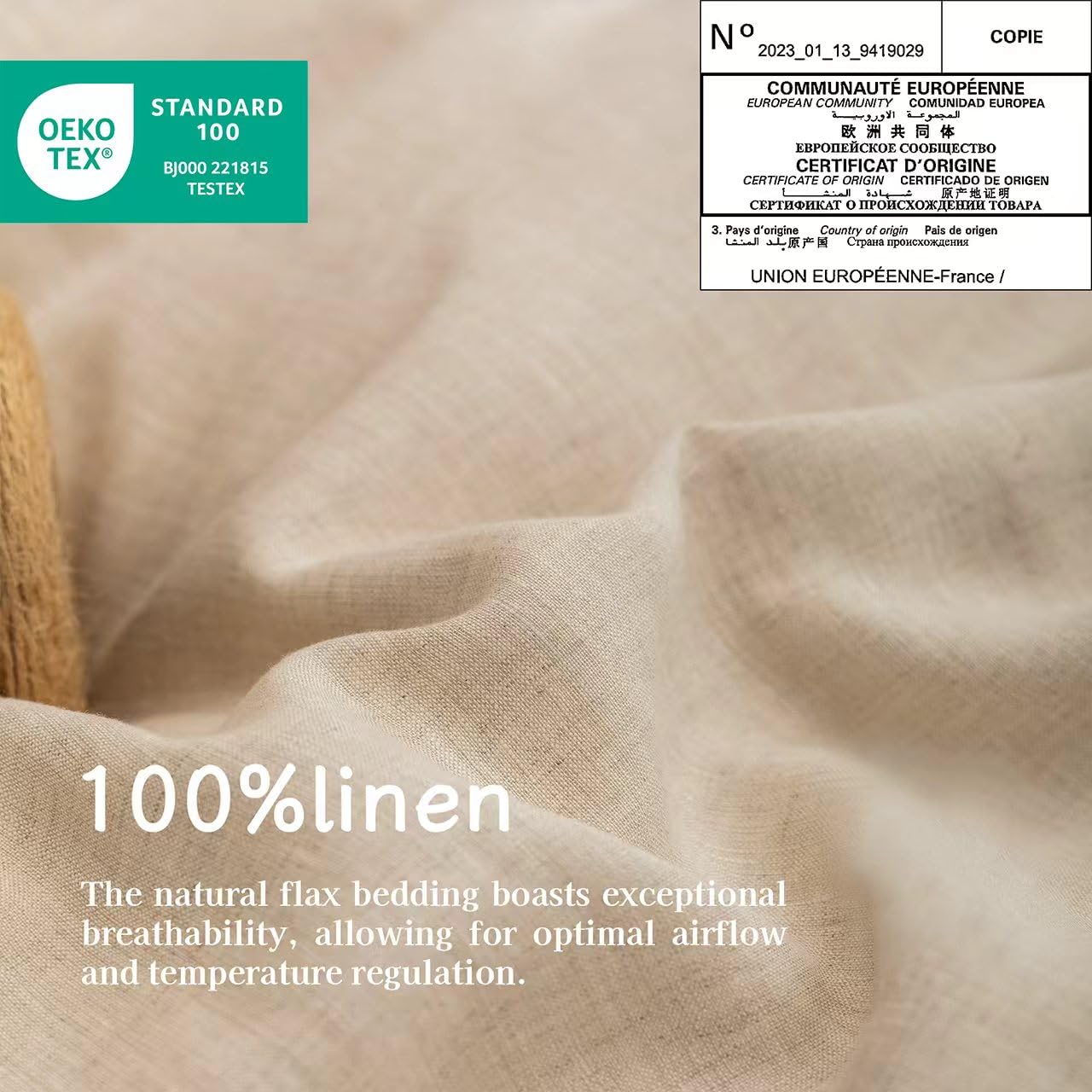 EVERLY Linen Sheets Set Twin Size,100% French Pure Linen Sheets Set,3Pieces (1Flat Sheet,1Fitted Sheet,1Pillowcase) Suitable for Hot Sleepers, Stonewash Not Dyed Deep Pocket Natural Linen Bedding Set