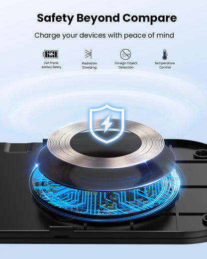 TAMOXI Wireless Charger, 10W Max Dual Charging Pad for iPhone 17/16/15/14/13/12/11/XR/X/8, Airpods 4/3/2/Pro, Samsung Galaxy S25/S24/S23/S22/S21, QC 24W Adapter, Charging Adapter