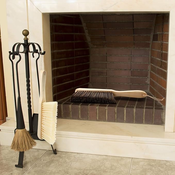 Patelai 2 Pieces Wooden Bench Brushes Fireplace Brush Natural Fiber Bench Soft
