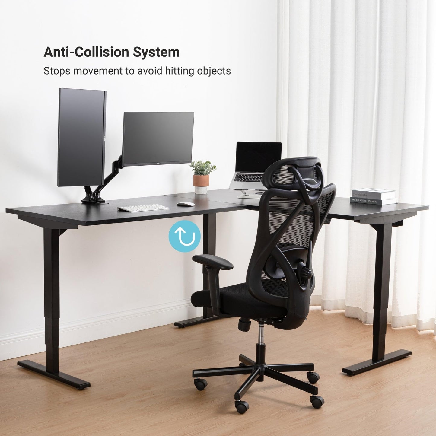 Progressive Desk Electric Stand Up Height Adjustable Standing Desk - L Shaped 78" x 60" Corner Table Computer Rising Workstation - Gray Frame, Gray Oak