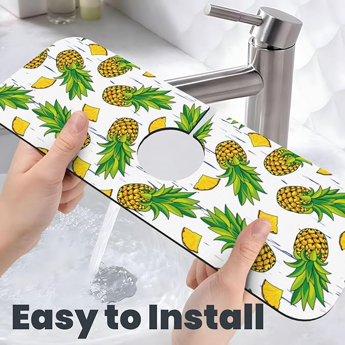 Pineapple Summer Pineapples Kitchen Sink Splash Guard Faucet Mat Super