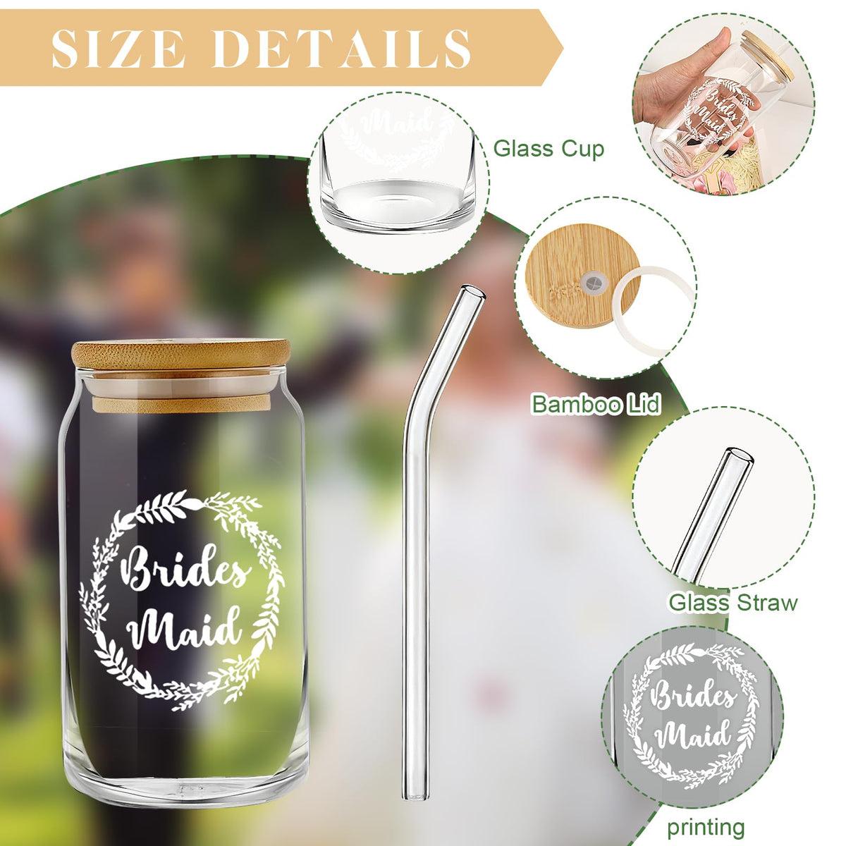 HOMENERGY Bridesmaid Proposal Gifts Set 2 - "Will You Be My Bridesmaid Kit with Elegant Box Jewelry Box Glass Cup Invited Cards Knotted Bracelets Sunglasses Scrunchies Raffia Grass (Blue, 18Pcs)