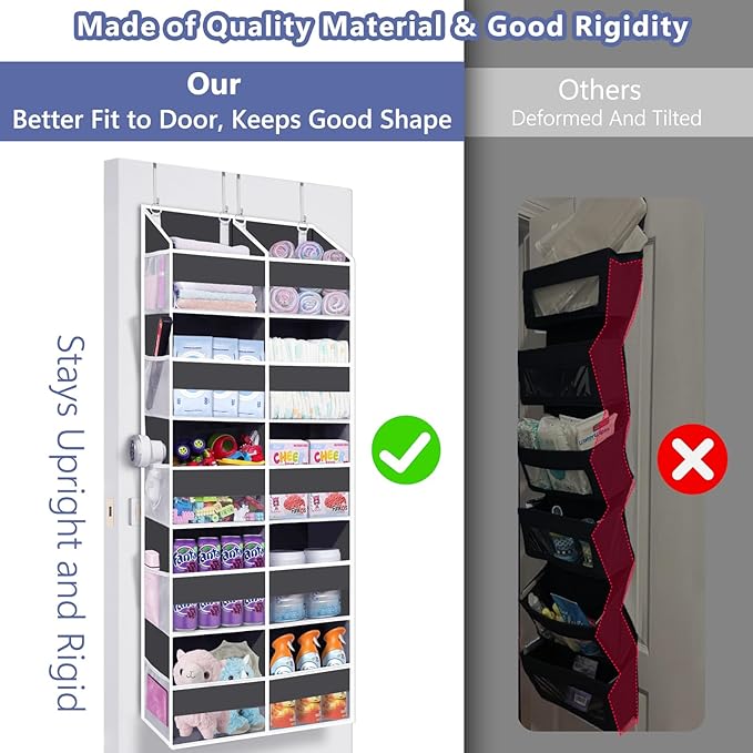 Heavy Duty Over The Door Organizer 5 Tiers, Extra Large Behind Door Storage of