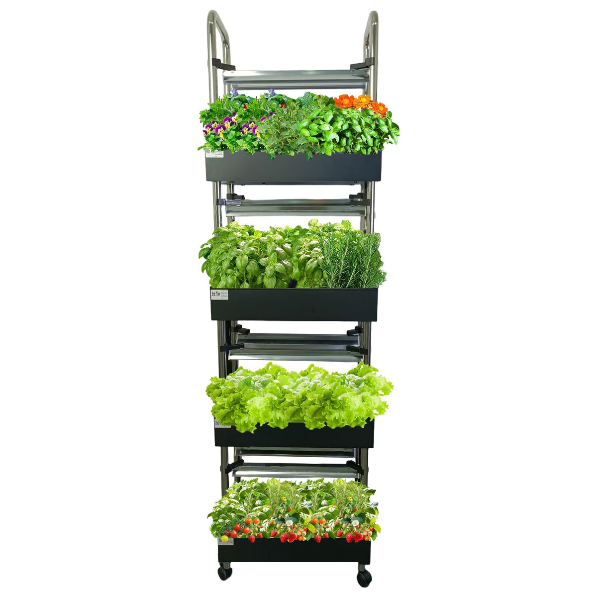 Indoor hydroponics Growing System, Large Vertical Hydroponic Garden with Smart Full-Spectrum Grow Lights, Auto Circulating Water, Mobile Indoor Gardening System for Herbs, Vegetables & Fruits