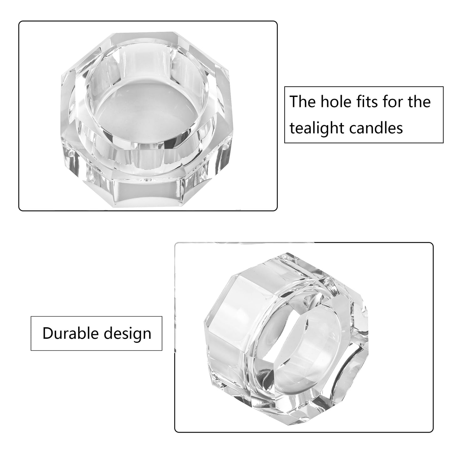 Kitcom Crystal Tea Light Candle Holders Pack of 2 for Tabletop Home Decor W2.36'' X H1.57'', Comes with Gift Box