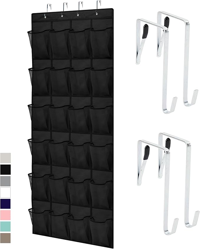 GORILLA GRIP Over the Door Shoe Organizer, 24 Large Breathable Mesh Pockets