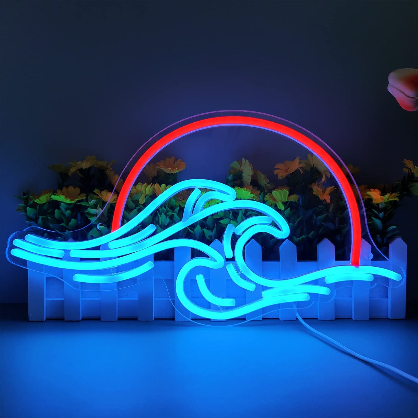 Sunset Neon Sign for Wall Decor, Wave Sign LED Light Sign for Bedroom Wall, Dimmable Neon Lights Signs for Man Cave Bedroom, Living Room, Party, Bar, USB Powered (8.8 * 16in)