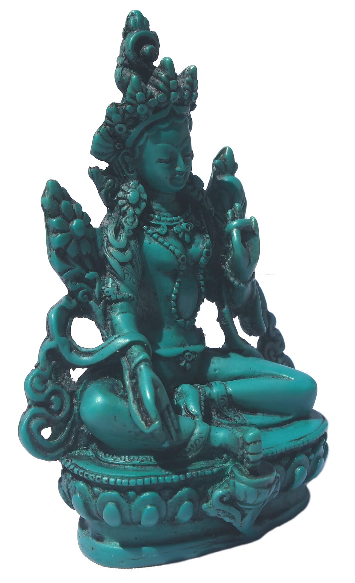 Mytibetshop Small Green Tara Statue for Home, Handcrafted in Nepal by Himalayan Artisan