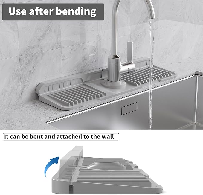 WAFT YEARN 17X5 Inch Silicone Durable Faucet Mat Kitchen Sink Splash Guard