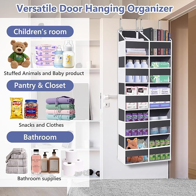 Heavy Duty Over The Door Organizer 5 Tiers, Extra Large Behind Door Storage of