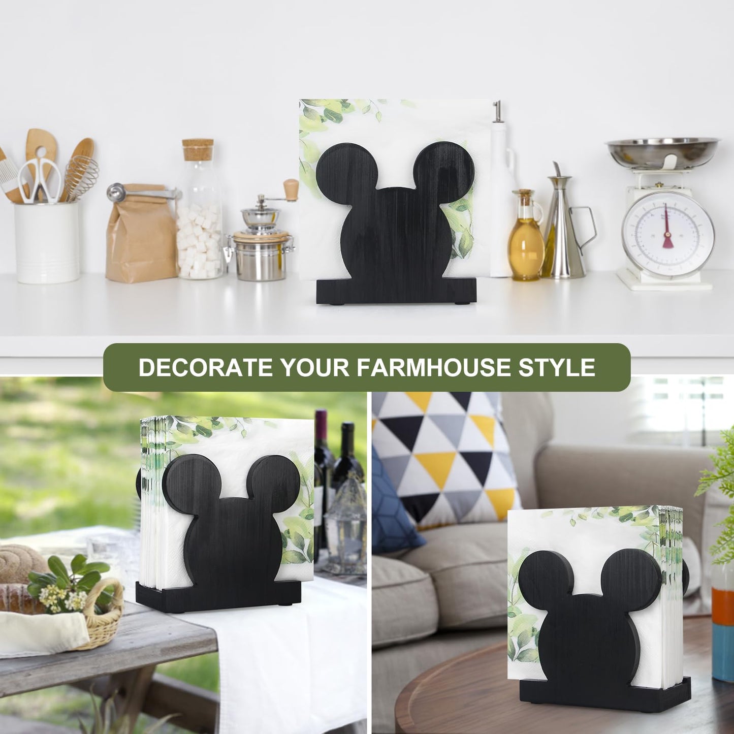 Cute Wooden Napkin Holder for Table Decor Kitchen Bathroom Desk Accessories Modern Cocktail Funny Decorative Xmas Home Decor Farmhouse Wood Cool Christmas
