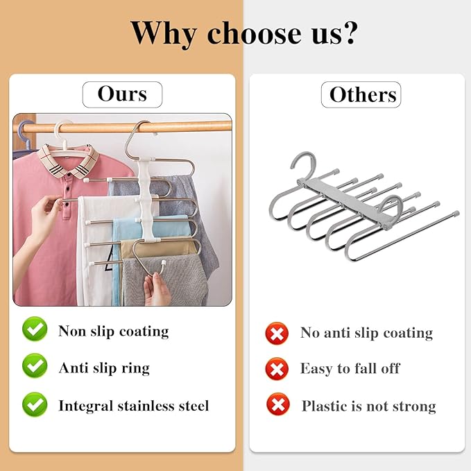 Kalimdor Pants Hangers 2 Pack Space Saving Metal Closet Organizer, Clothes