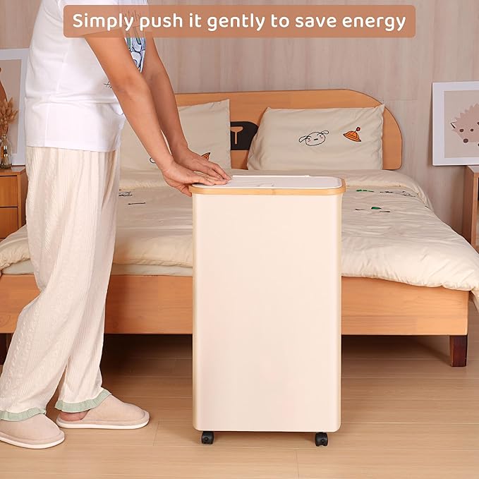 Slim Laundry Basket with Wheels, Narrow Hampers