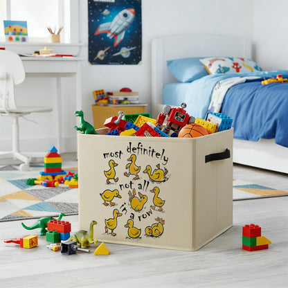 MNKVITMEAK Funny Yellow Duck Storage Bin Box with Handles, Most Definitely Not All in a Row Foldable Baskets Organizer for Bedroom Bathroom Kids Room Clothes Toys Books, Toybox for Boys Girls
