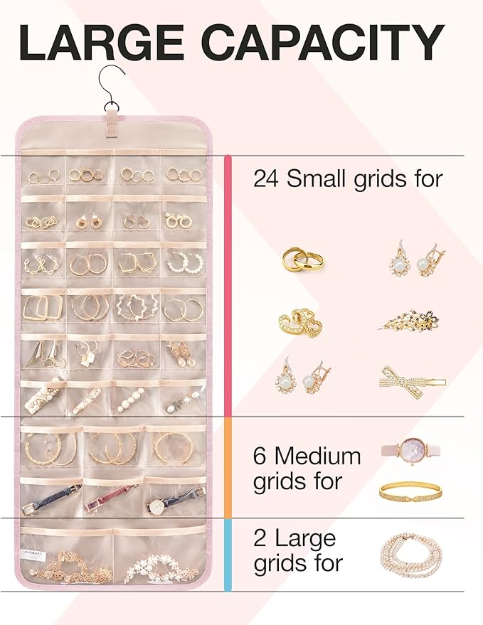 BAGSMART Hanging Jewelry Organizer Storage Roll
