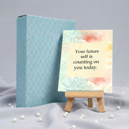 exciting Lives Positive Motivational Cards with Inspirational Quotes & Wooden Easel – 40 Daily Affirmation Desk Cards for Confidence, Mindfulness & Self-Growth
