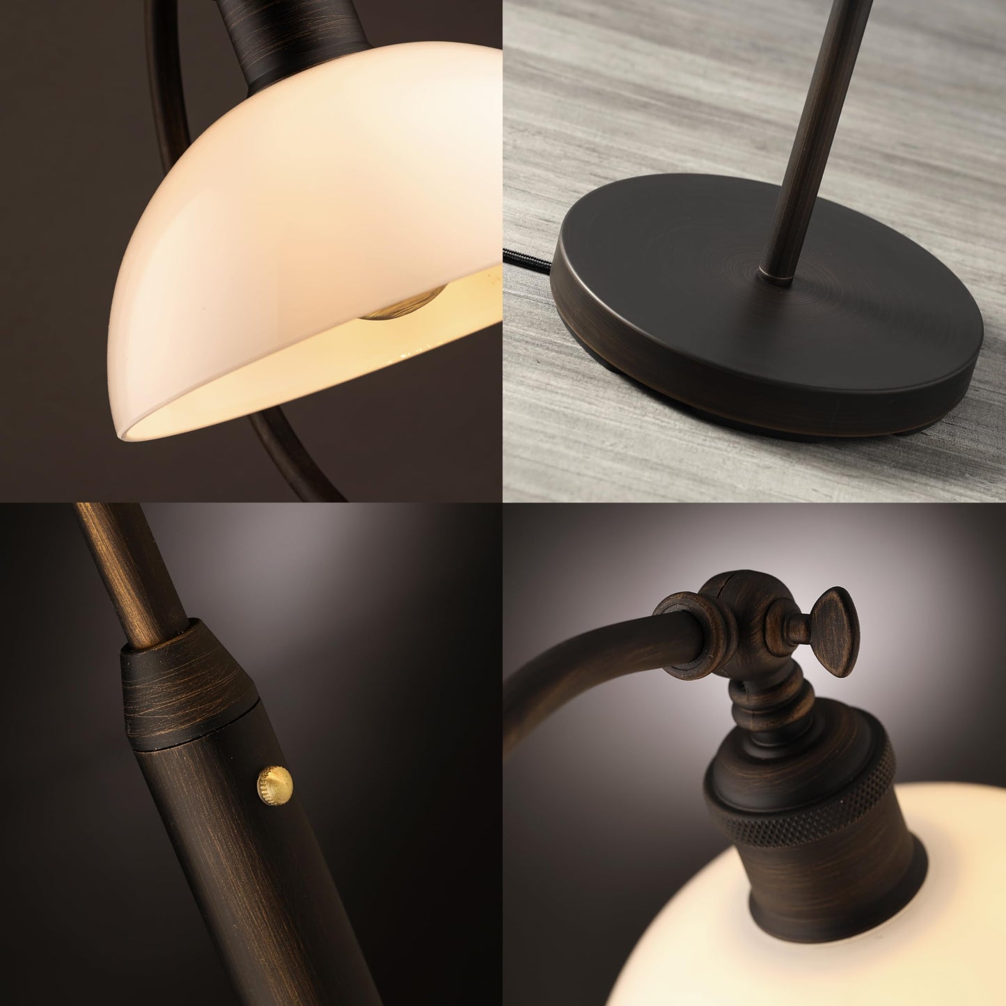 O’Bright Heritage - Banker’s Floor Lamp, 3-Level Touch Dimming, Adjustable Tilt Shade, Removable Lampshade Design, E26 Socket with 6W Dimmable LED Bulb, White Jade Glass Shade, Oil Rubbed Bronze