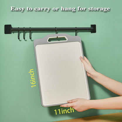 Stainless Steel Cutting Boards For Kitchen,Double Sided Cutting Board With Handle,Stainless Cutting Board And Wheat Straw Chopping Board With Juice Troughe,Kitchen Chopping Board Easy To Clean